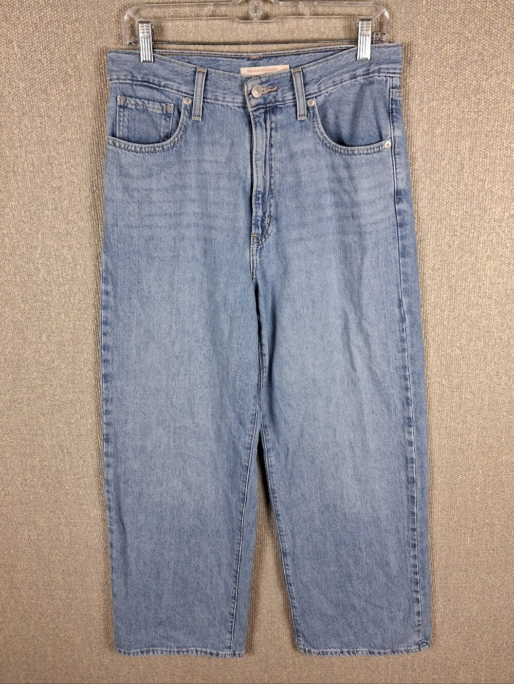 Levi's High Waisted Straight Jeans Size 30 Blue Light Wash Classic Denim Baggy